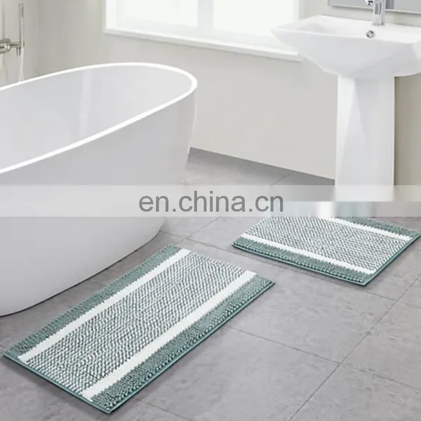 High Quality Waterproof Anti Slippery Hotel Shower Rug Anti Slip Foot Chenille Bath Mat photo-2
