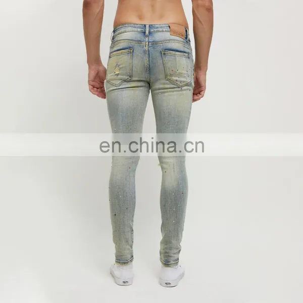 DiZNEW Denim Jeans Manufacturer Custom Hand Rhinestone Bandana Patch Distressed Jeans Man photo-4