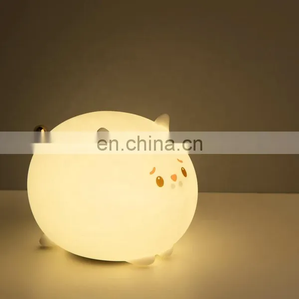 2021 Hot Sell Kid Night Light Rechargeable Led Baby Cat Animal Cartoon Silicone Night Lamp With 7 Colors photo-5