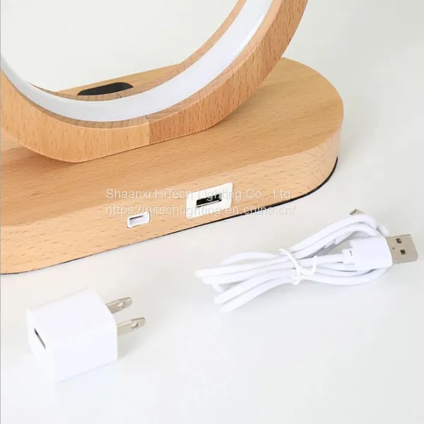 Modern Smart Sensing LED Table Lamp Wood Charging Battery USB Wood LED Desk Lamp for Study Bedroom Bedside Reading Night Lamp photo-2