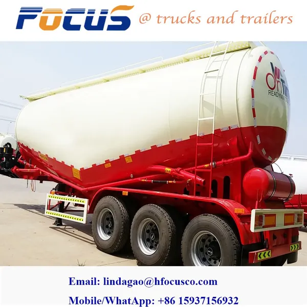 2024 Best Bulk Cement Tanker Truck Trailers For Sale，3 Alxe 40CBM 45 CBM Dry Bulk Cement Tanker Cement Bulker Tank Semi Trailer For Sale photo-3
