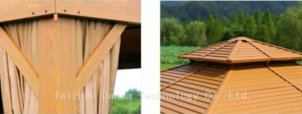 3*4m Wooden Looking Gazebo Sunshade Waterproof Outdoor Use With Curtain and Net photo-4