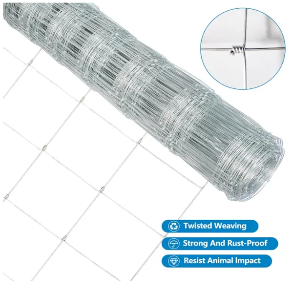 Galvanized Hinge Woven Cattle Fence Customized Sustainable Field Fence Kraal Network