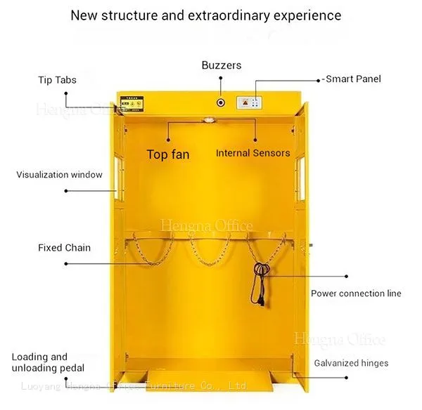 Three Bottle Gas Cylinder Cabinet-GCC719 With Fire-resistant Insulation & Adjustable Safety Chains for Material Testing Laboratory photo-3