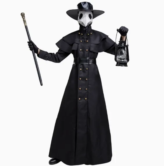 Adult Plague Doctor Costume, Long Beak Bird Man Outfit, Halloween Cosplay Suit With Optional Full Set photo-2