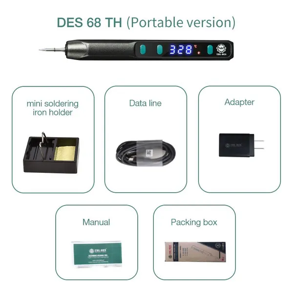 DES 68TE/68TF/68TH TYPE-C USB Protable Nano CNC High Precision ESD Safe Soldering Iron LED Display, Fast Heating, Auto Sleep, Auto Shut off photo-4