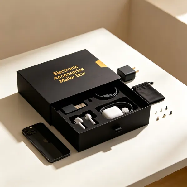 Electronic Accessories Mailer Box Custom Logo Printed USB Cable Charger Earphone Paper Packaging Box photo-2