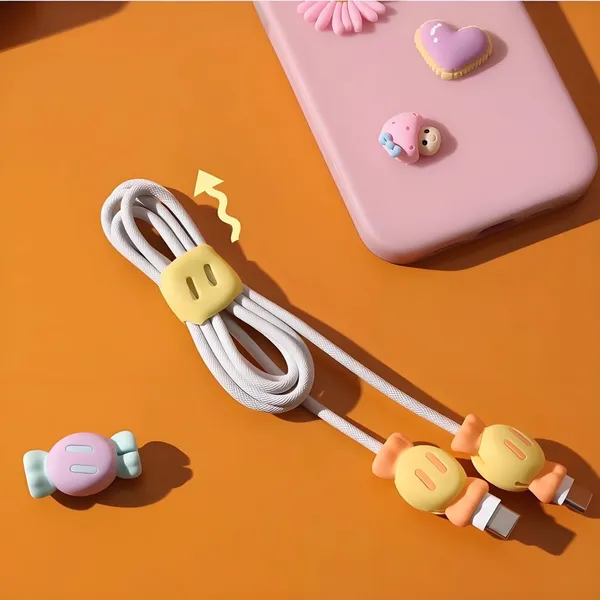 Wholesale Custom Cartoon Silicone Cable Ties Flexible Steel Core Wire Straps & Cord Winders for Desk Organization