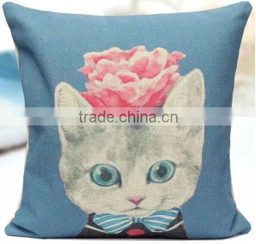 2015 Hot Sale Cat Printing Cushion,lovely Cat Art Style Pillow,couple Pillow photo-3