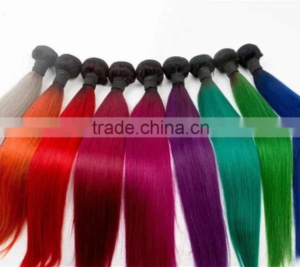 Cheap Ombre Human Hair Extension From 8" to 28" Black and Red Ombre Hair photo-6
