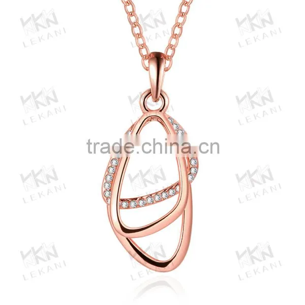 Stylish Unique Geometric Oval Necklace Rose Gold Plated photo-2