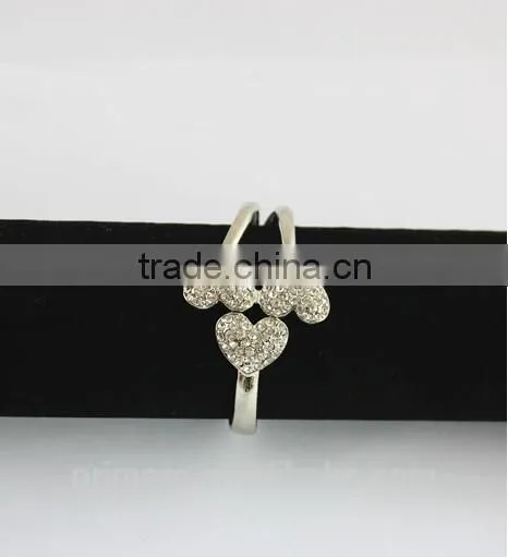 Hot Women Silver Tone 2 Heart Crystal Cuff Bracelet Bangle Fashion Jewelry Gift photo-6