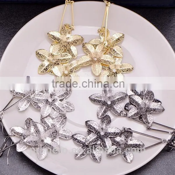 New Design Flower Dangle Jewelry Matte Long Earring Hook Wholesale photo-4