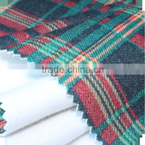 Plaid Double Side Brushed Blanket Fabric Polyester Visocse Printed Fabric photo-3