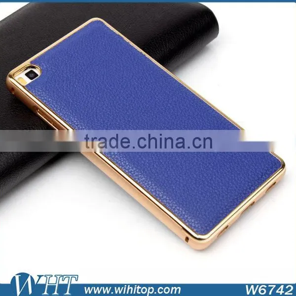 For Huawei P8 Luxury Aluminum Bumper Leather Back Cover Mobile Phone Case photo-6