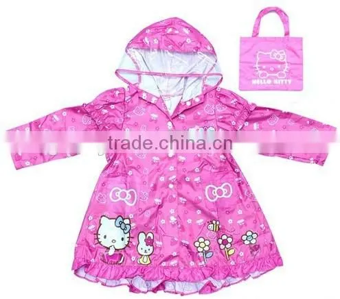 New Pretty PVC Kid Rain Gear Poncho With Bag