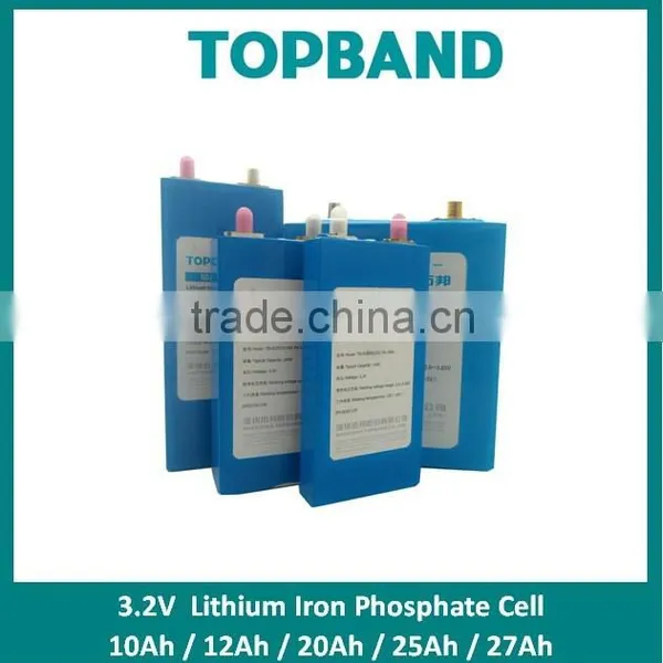Top Salling!! !TOPBAND 3.2V Prismatic LiFePO4 Cell 27ah 25ah 20ah 12ah 10ah for Energy Storage UPS Solar System