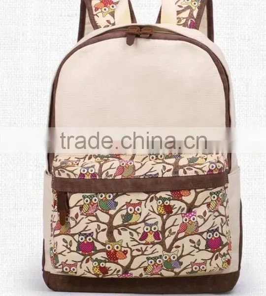2015 Fashion Canvas Lady School Bag Women Backpack photo-2