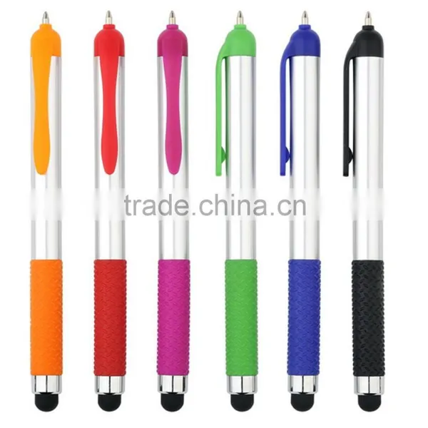 Novel Double Tips Touch Stylus Ball Pen With Rubber Grip, for Gift Use
