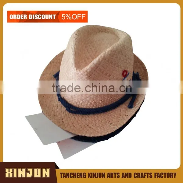 WATERPROOF NAVY PANAMA STRAW HAT photo-5