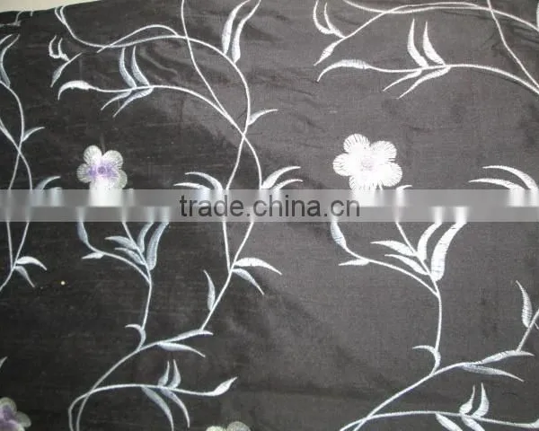 BLACK COLOUR SILK FABRIC SILK EMBRODARY photo-2