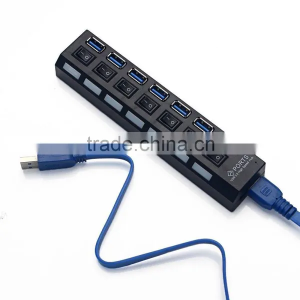 7 PORT USB 3.0 HUB High Speed Power Cable For PC Desktop Laptop Notebook photo-3