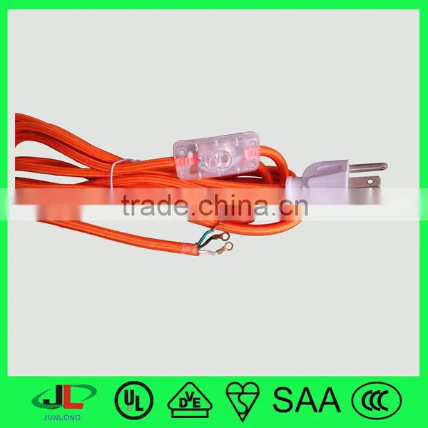 Colorful Fabric Electric Cable With UL NEMA 5-15P AC Male Plug photo-3