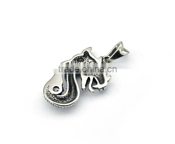 Classic Mens Silver Charm Necklace Punk Stainless Steel Dragon Pendant Casting Jewelry photo-4