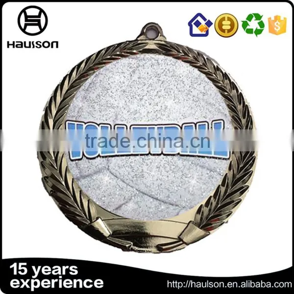 Wholesale Custom 3d Diecast Silver Glitter Insert Zinc Alloy Iron Antique Bronze Plated us Volleyball Sports Medal Reward Medal