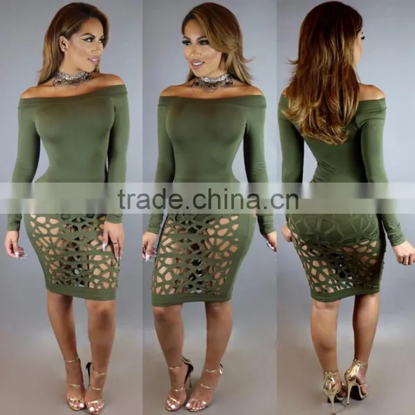 Bonvatt Long Sleeve Black Skirt Key Hole Causal Bandage Dress for Women photo-6