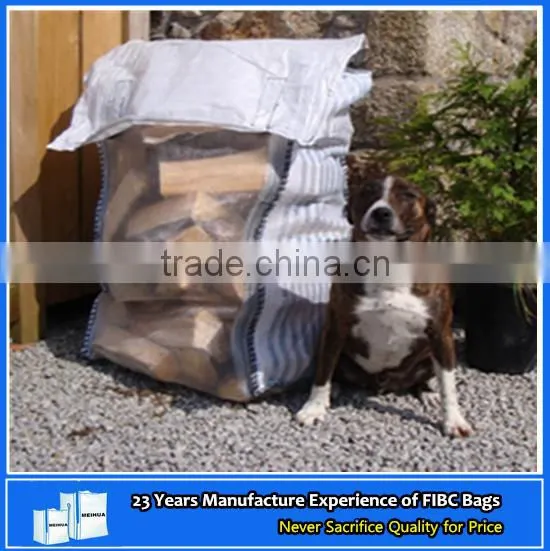 High Quality pp Big Bag for Firewood With Breathable Fabric, High Level Tubular pp Big Bag for Cement