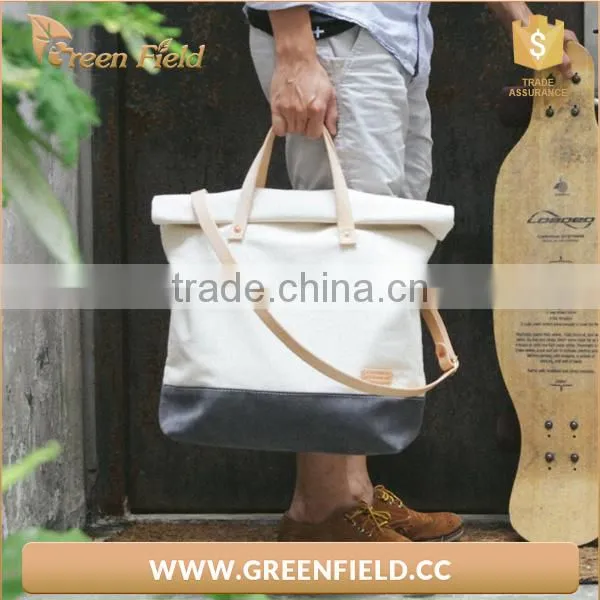 Canvas Tote Bag, White Folded Canvas Simple Tote Bag photo-3