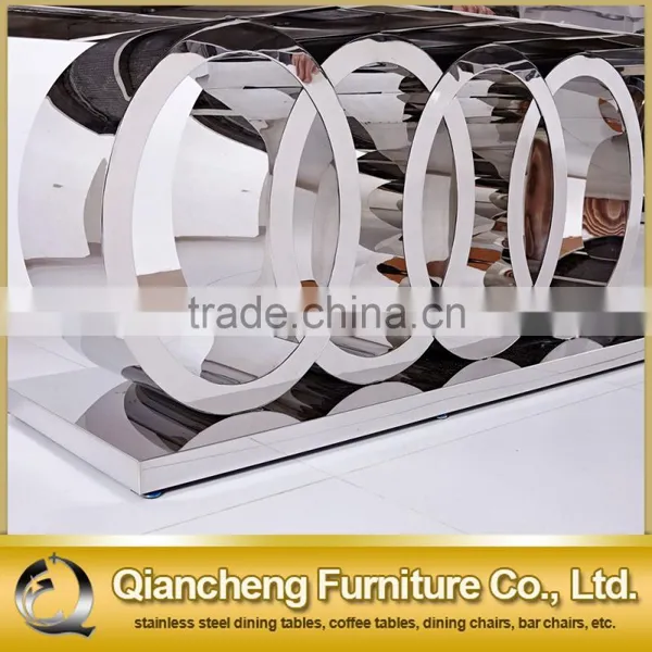 Silver Stainless Steel Restaurant Dining Table With Marble Top photo-3