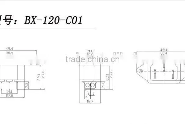AC Power Plug With Hole Industrial Word Socket BX-120-C01 Male Seat With Ear Plum Seat photo-2