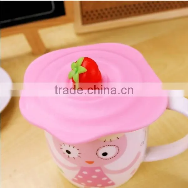 Cute Strawberry Silicone Watertight Cup Mug Lid Cover photo-3