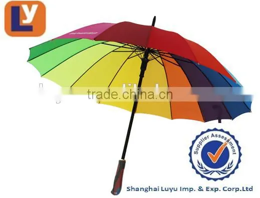 Promotional Gifts Ideas Strong Fiberglass Ribs Rainbow Golf Umbrella photo-3