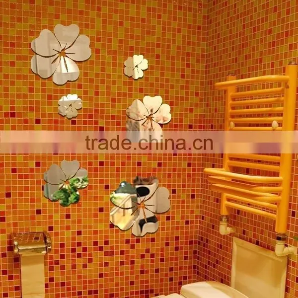 Latest Decorative Custom Wall Sticker , Sitting Room 3D Flower Mirror Wall Stickers photo-5
