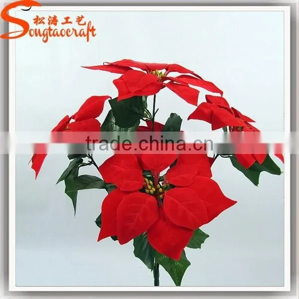 Wholesale Artificial Poinsettia Flowers Christmas Poinsettia Ornaments photo-3