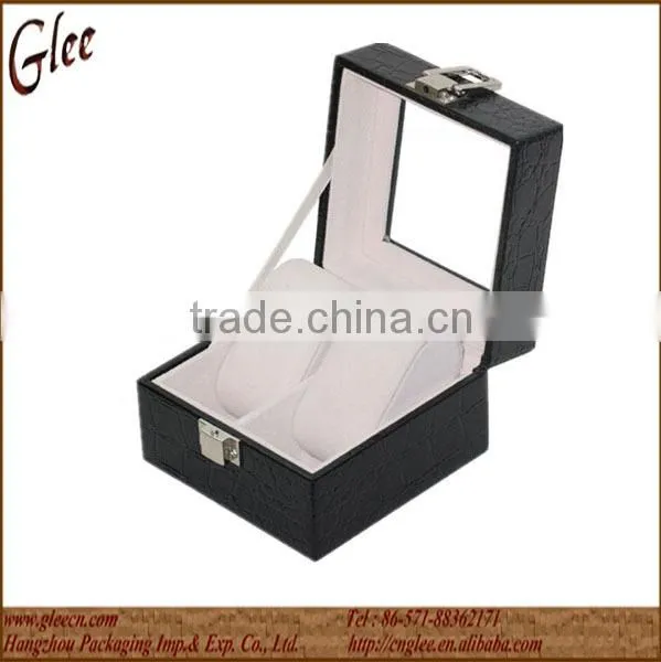 2 Slots Crocodile Pattern Leather Watch Box photo-2