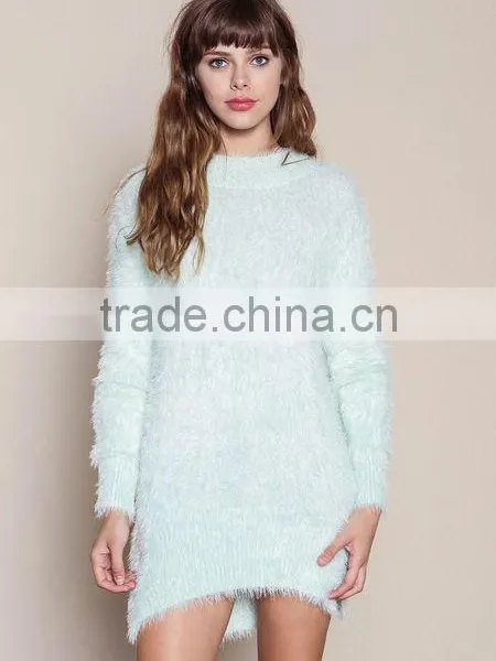 MGOO New Arrival Women Green Fuzzy Sweaters Fashion Fur Loose Long Sweaters For Ladies 2016 photo-6