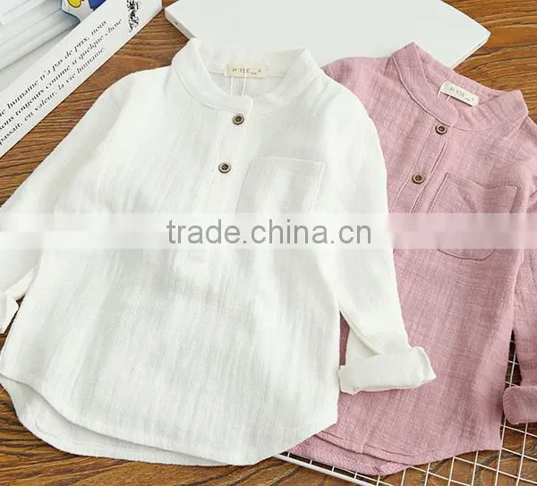 2-7 Years Wholesale 2017 New Girls Shirt Autumn Long Sleeve Fashion Cotton Linen Girls Blouses photo-2