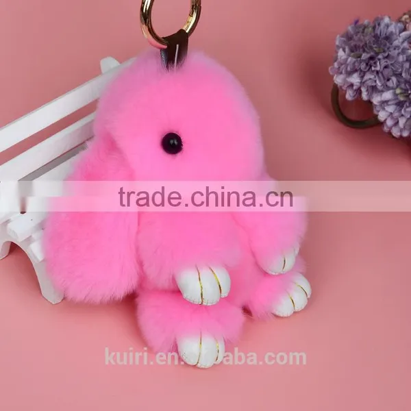 Rex Rabbit Fur Keychain Cute Rabbit Doll Key Chain Pendant 13 Colors Wallet Pom Pom Car Pendant photo-3