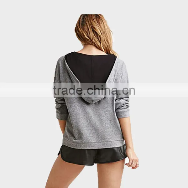 2015 Ladies New Fashion Hoodies 100%Jersey Zipper up photo-3