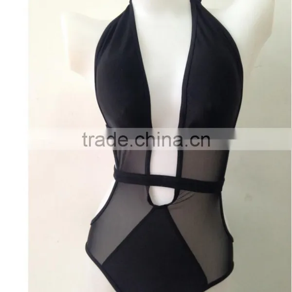 M865 Runwaylover2016 Ladies Sexy Black Perspective One Piece Bikini Swimwear photo-2