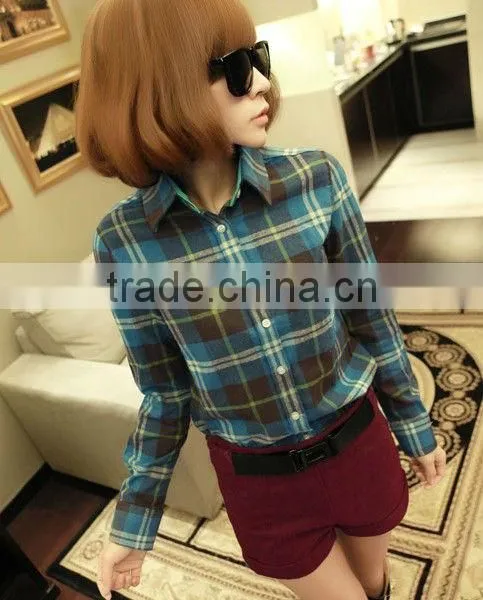 100% Cotton Women's Tartan Cheap Checked Plaid Shirt Cloth