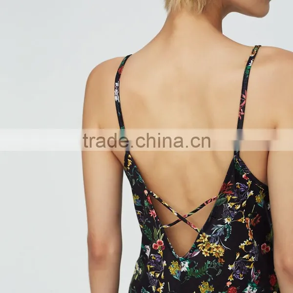 Spaghetti Strap and V-neck Ladies Hem Split Sleeveless Maxi Dress photo-6