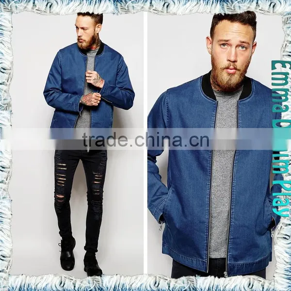 Free Shipping Fashion Blue Denim Jean Mens Zipper Jackets photo-2