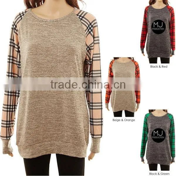 Wholesale New Arrival Ladies Long Plaid Christmas Tops photo-3