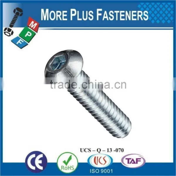Made in Taiwan Button Head Socket Cap Screw Metric ISO 7380 Grade 10 9 Coarse Bare Steel Zinc Plated photo-3