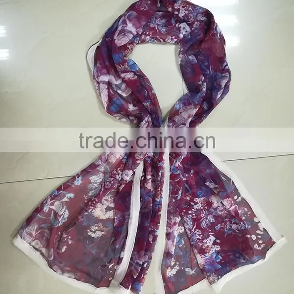 High Quality Fashionable Digital Print Dandelion Muslim Hijab Silk Scarf photo-3